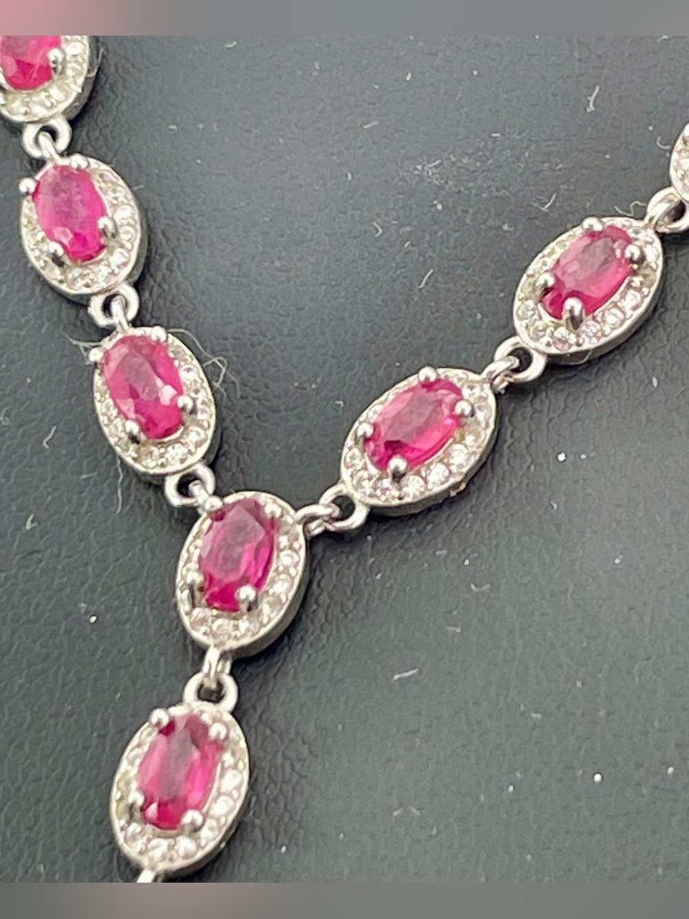 *PRIVATE LISTING* RUBY Sapphire Tennis Necklace 14k and Earrings Gold Silver 925 - Picture 6 of 7